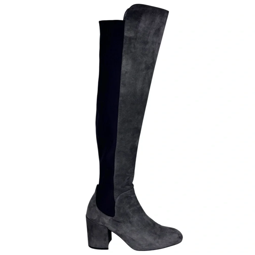 STUART WEITZMAN UW45943 GRAY SUEDE LEATHER OVER THE KNEE HEELED BOOTS